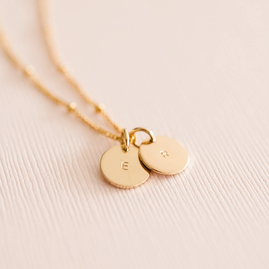 Initial Hand-Stamped Mini Coin Necklace – M E I R A K O