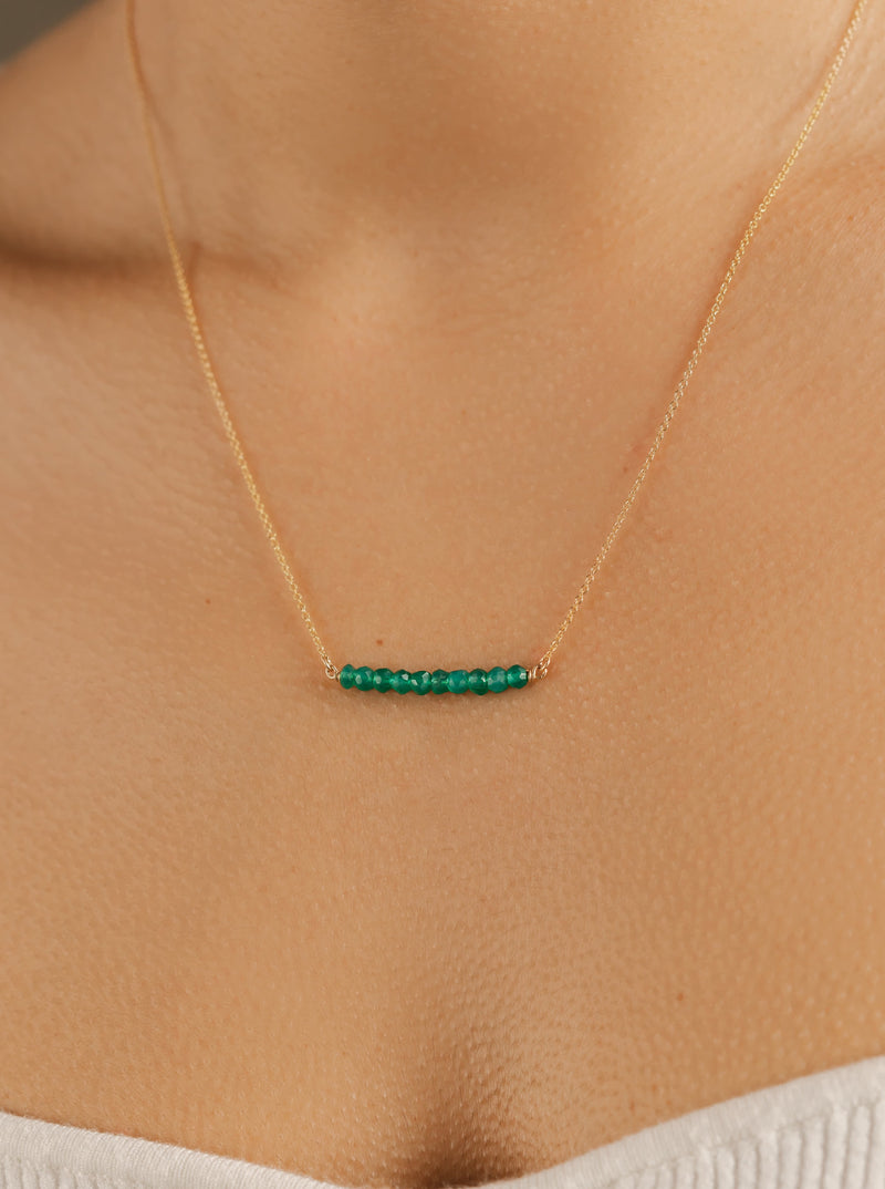Minimal Green Onyx Bar Necklace