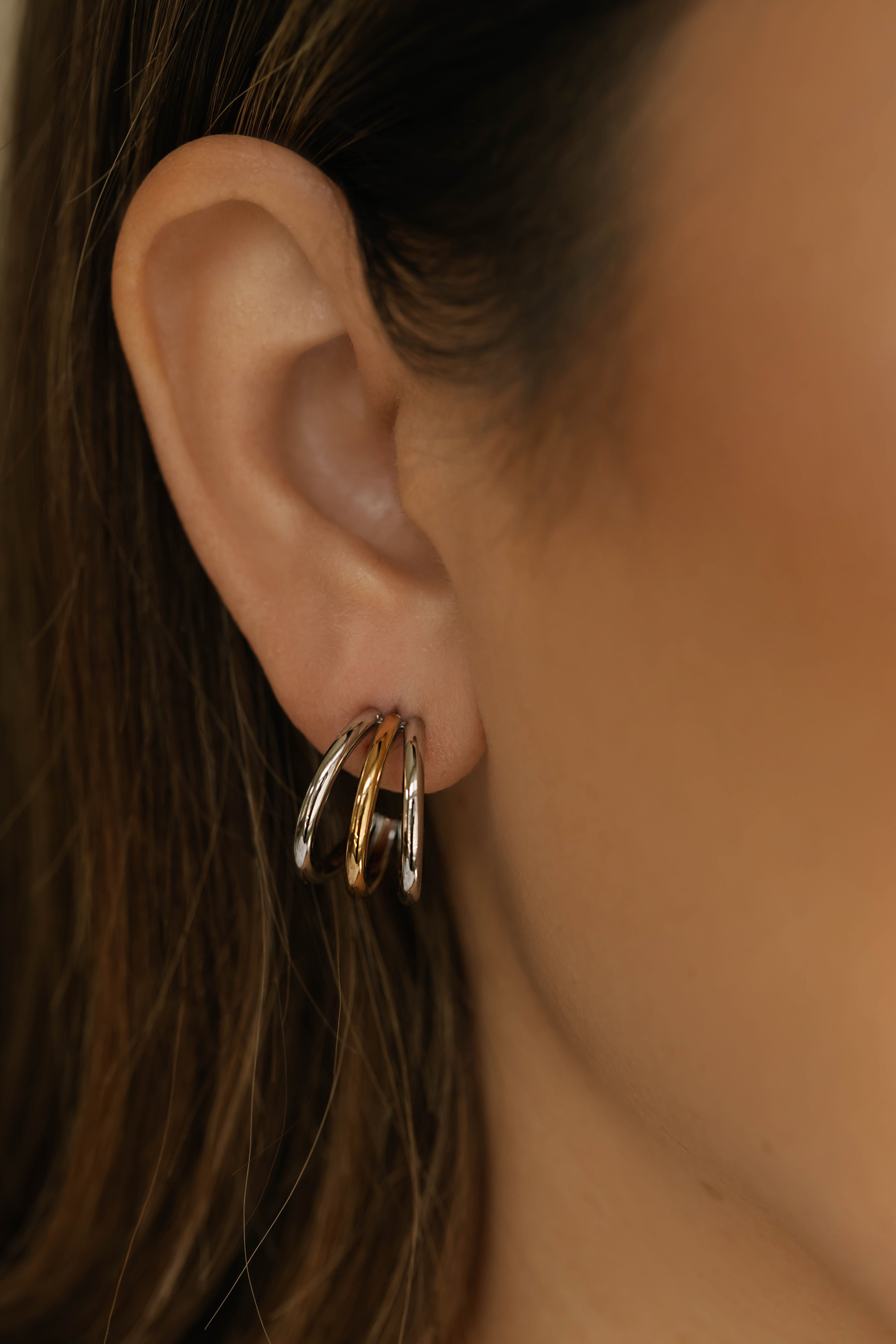 two tone triple anti tarnish hoops in Canada