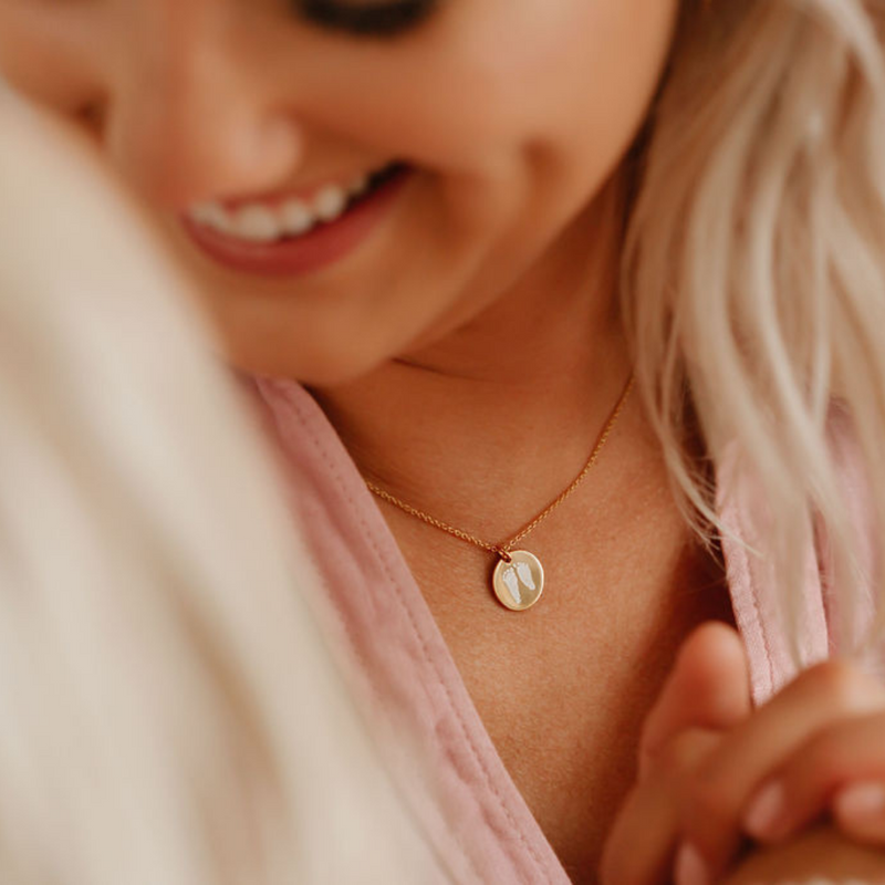 Custom Handprint Or Footprint Coin Necklace - M E I R A K O