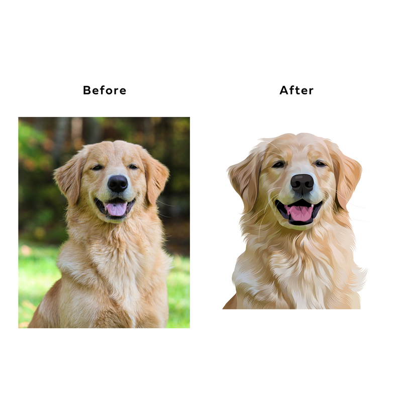 Digital Illustration Pet Portrait (Half Body)