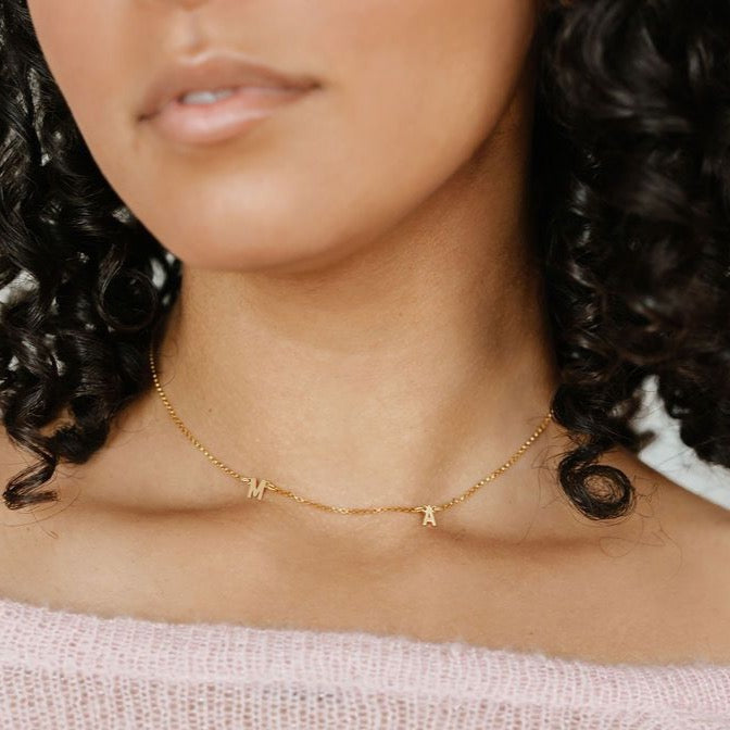 Custom Initial Letter Necklace with letters MA