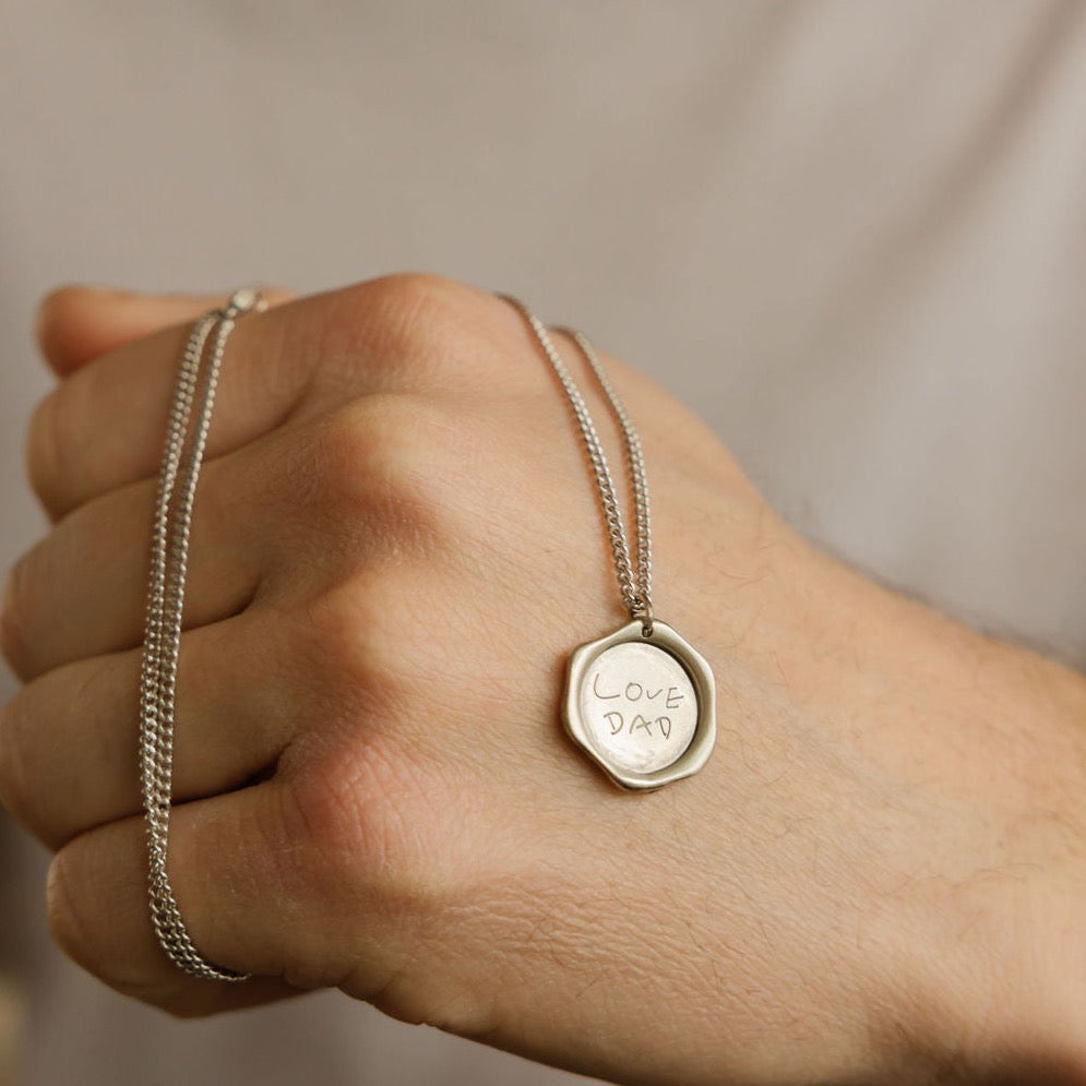 Custom Wax Seal Handwriting Necklace