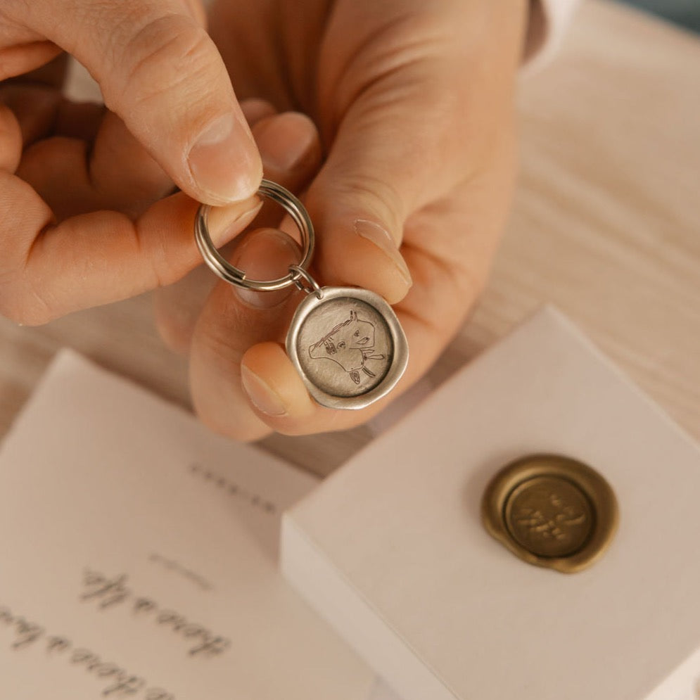 wax seal personalized key chains made from kids drawings