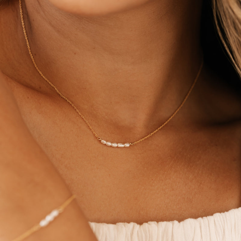 Tiny Pearl Bar Necklace