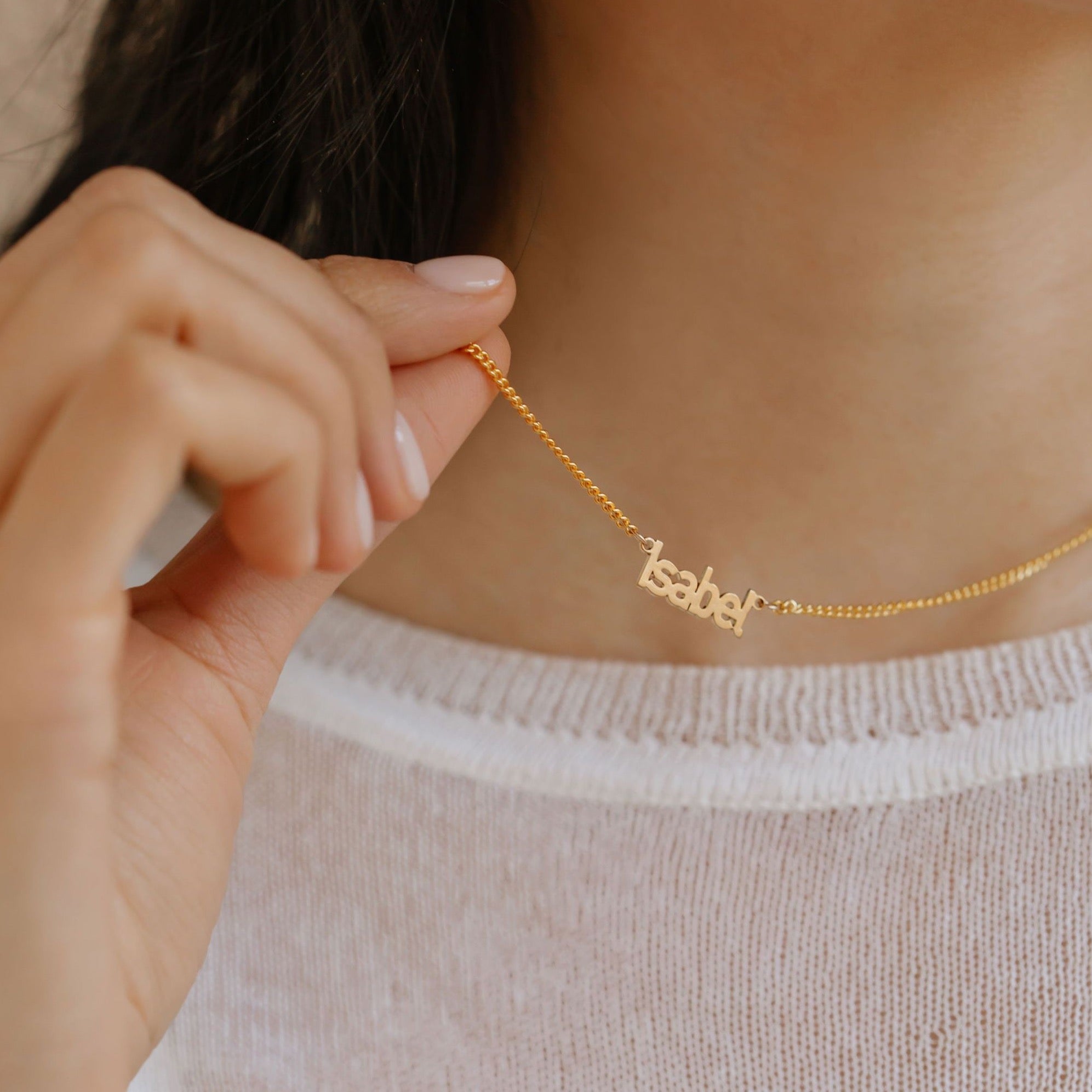 nameplate necklace with luxury double curb chain in gold