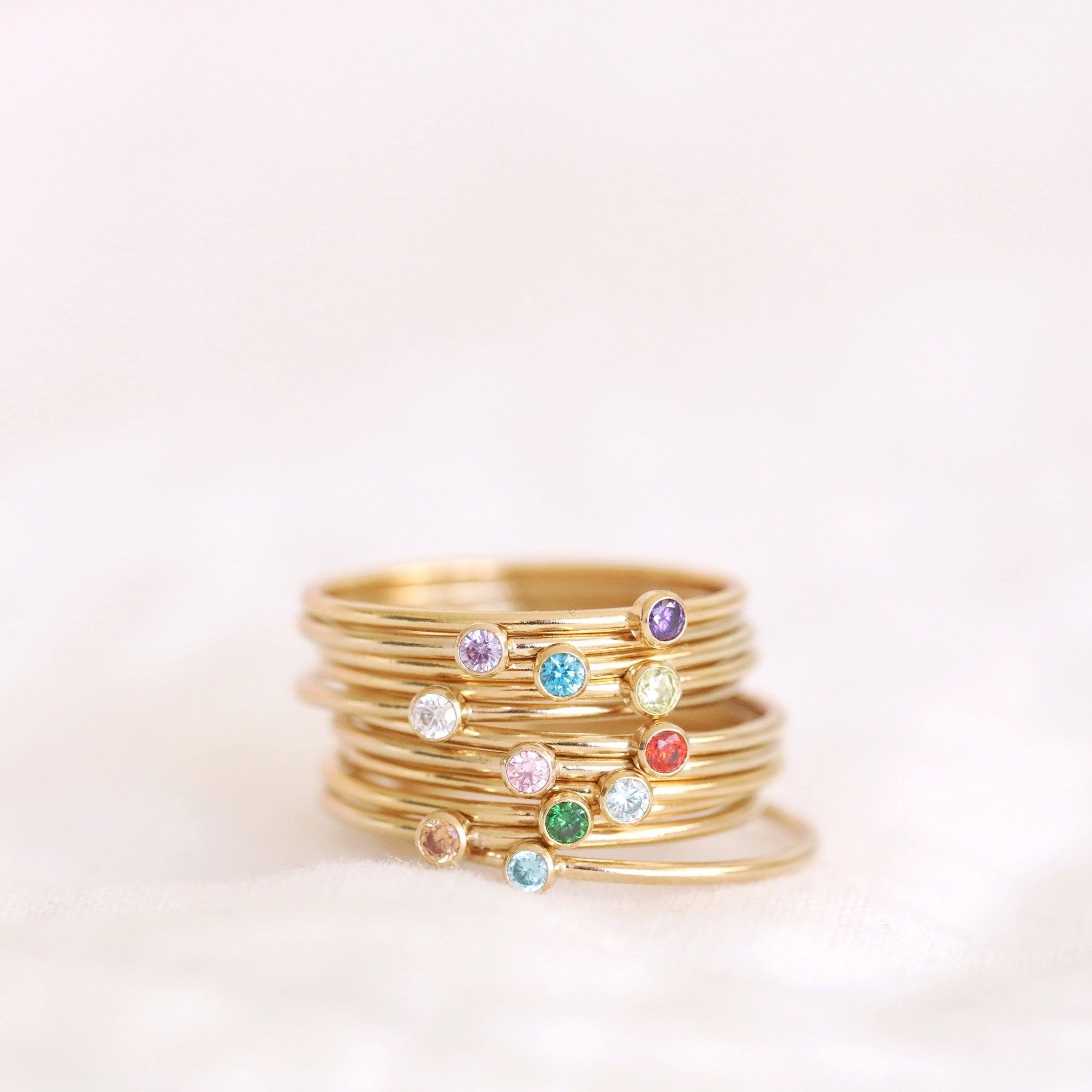 Handmade birthstone rings made with sterling silver and gold filled. Handmade birthstone rings sustainably made in Canada