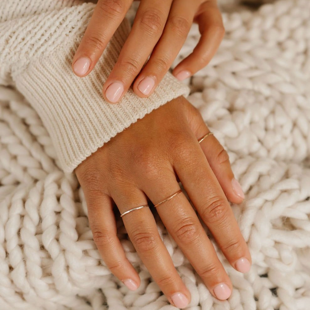 Minimal Hammered Stackable Ring - M E I R A K O