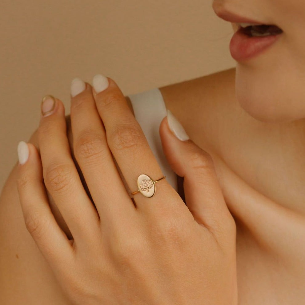 Birth Flower Ring - July - Lotus