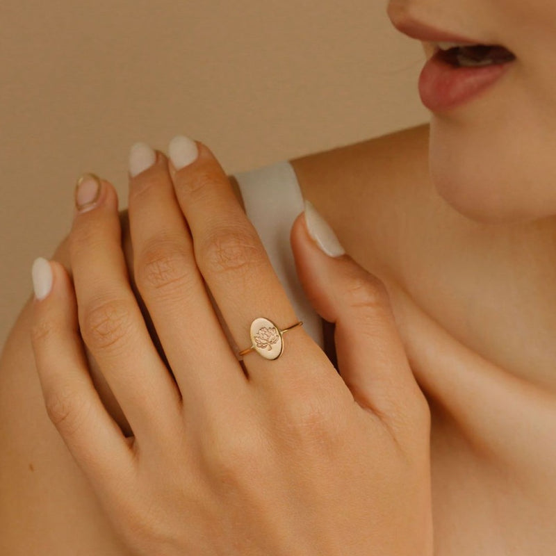 Birth Flower Ring - July - Lotus