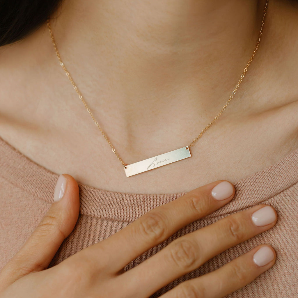 Custom Handwriting Bar Necklace - M E I R A K O