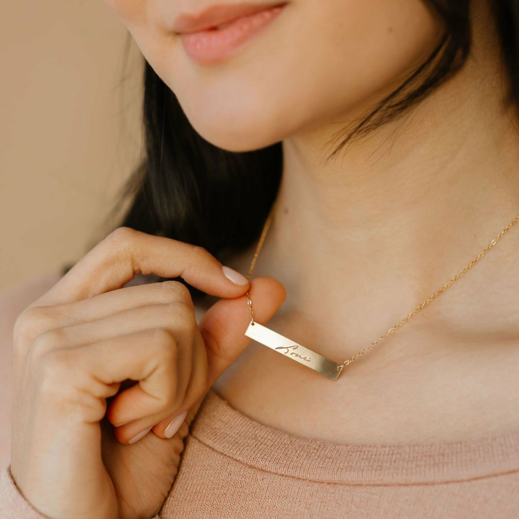 Custom Handwriting Bar Necklace - M E I R A K O