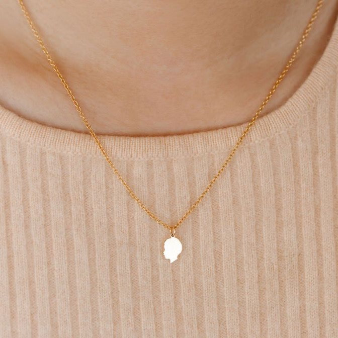 kids silhouette necklace in solid gold