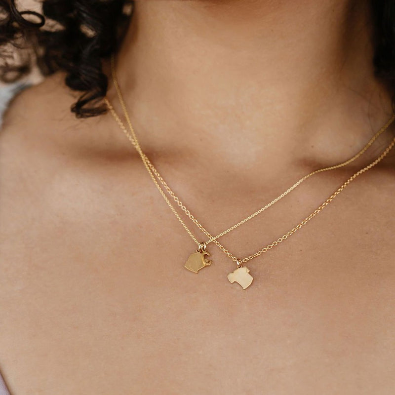 pet silhouette necklaces in gold