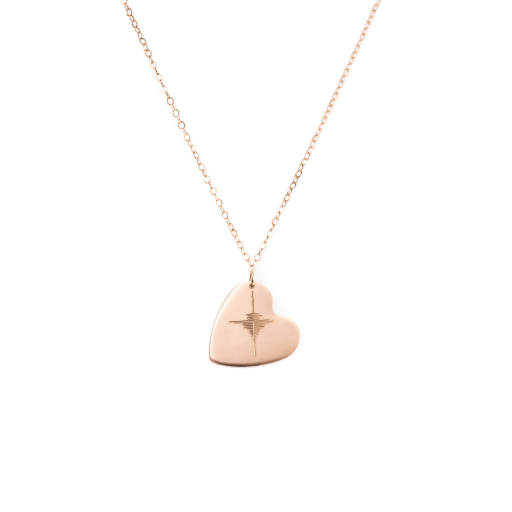 Handmade custom sound wave heart necklace in rose gold