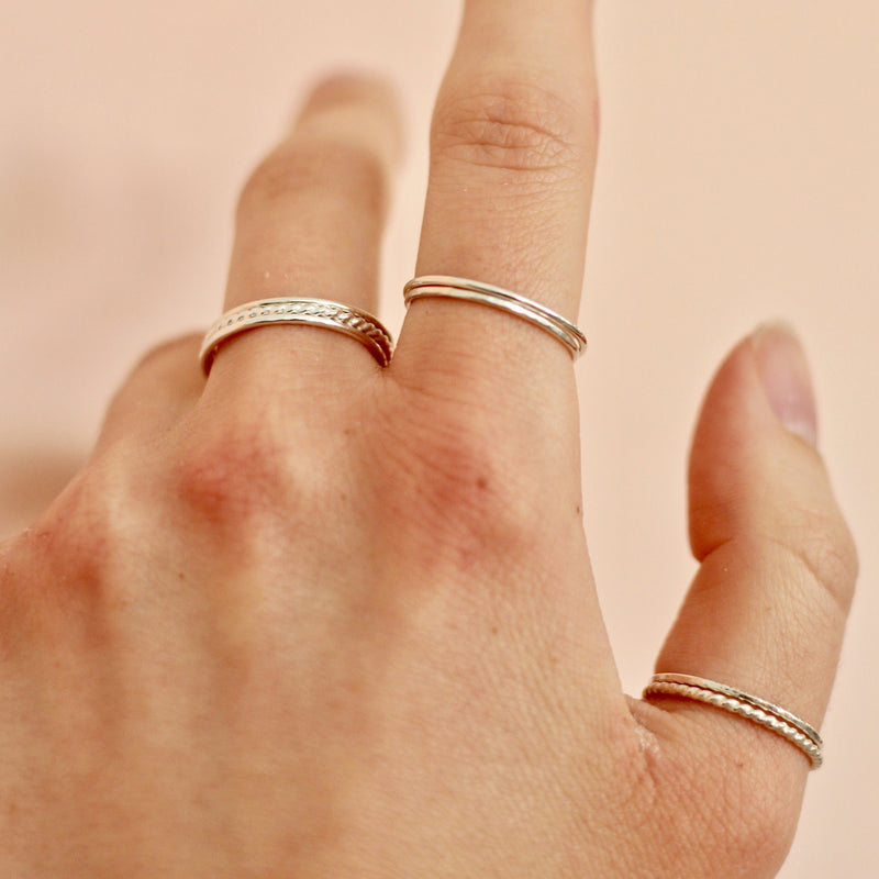 handmade minimal and dainty sterling silver stackable rings