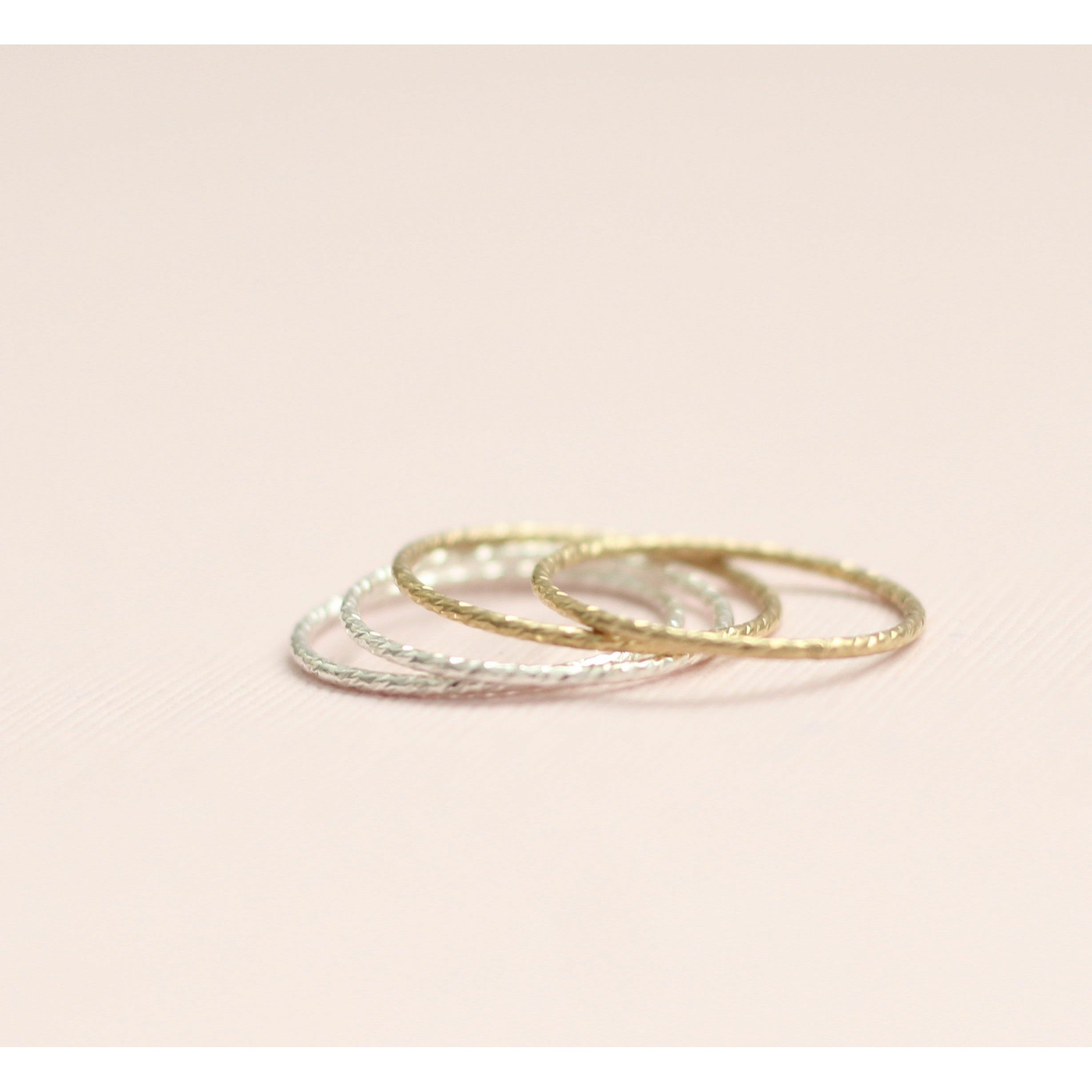Minimal Sparkle stackable rings handmade in Canada 