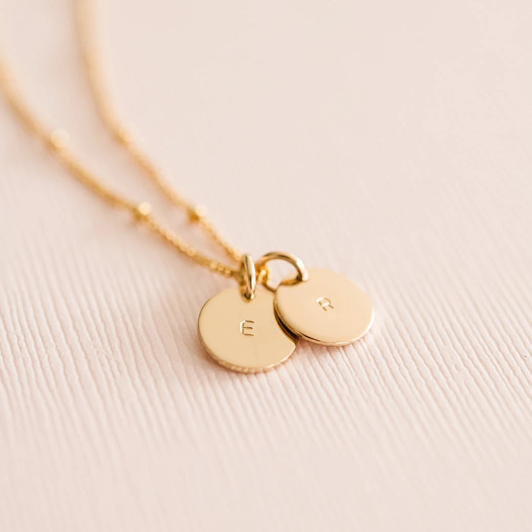 Hand-stamped initial coin necklace custom