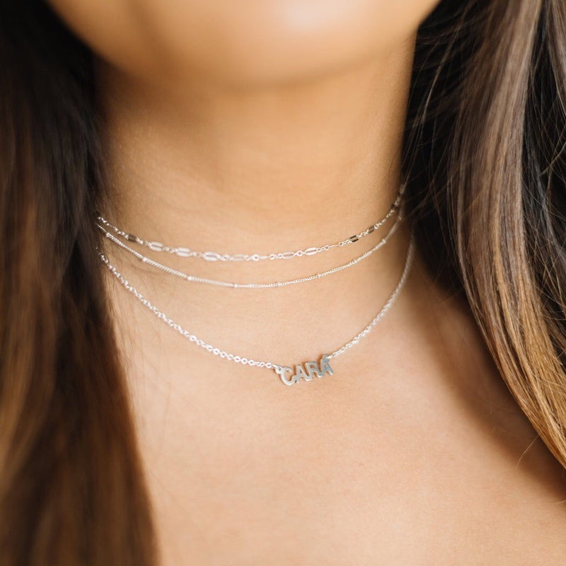 layered sterling silver necklaces, lace choker, minimal choker and name necklace