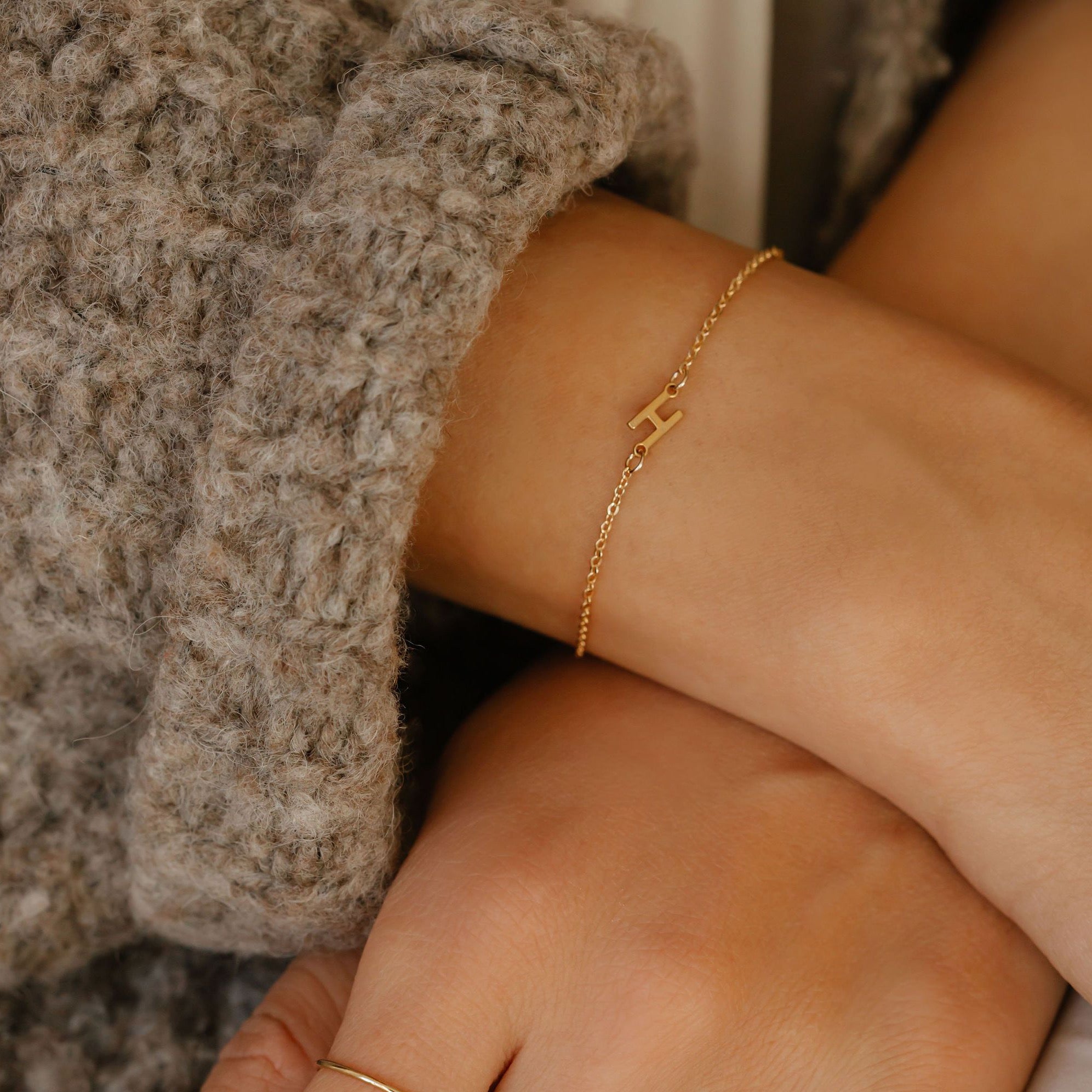 Sideways Letter Initial Bracelet – M E I R A K O