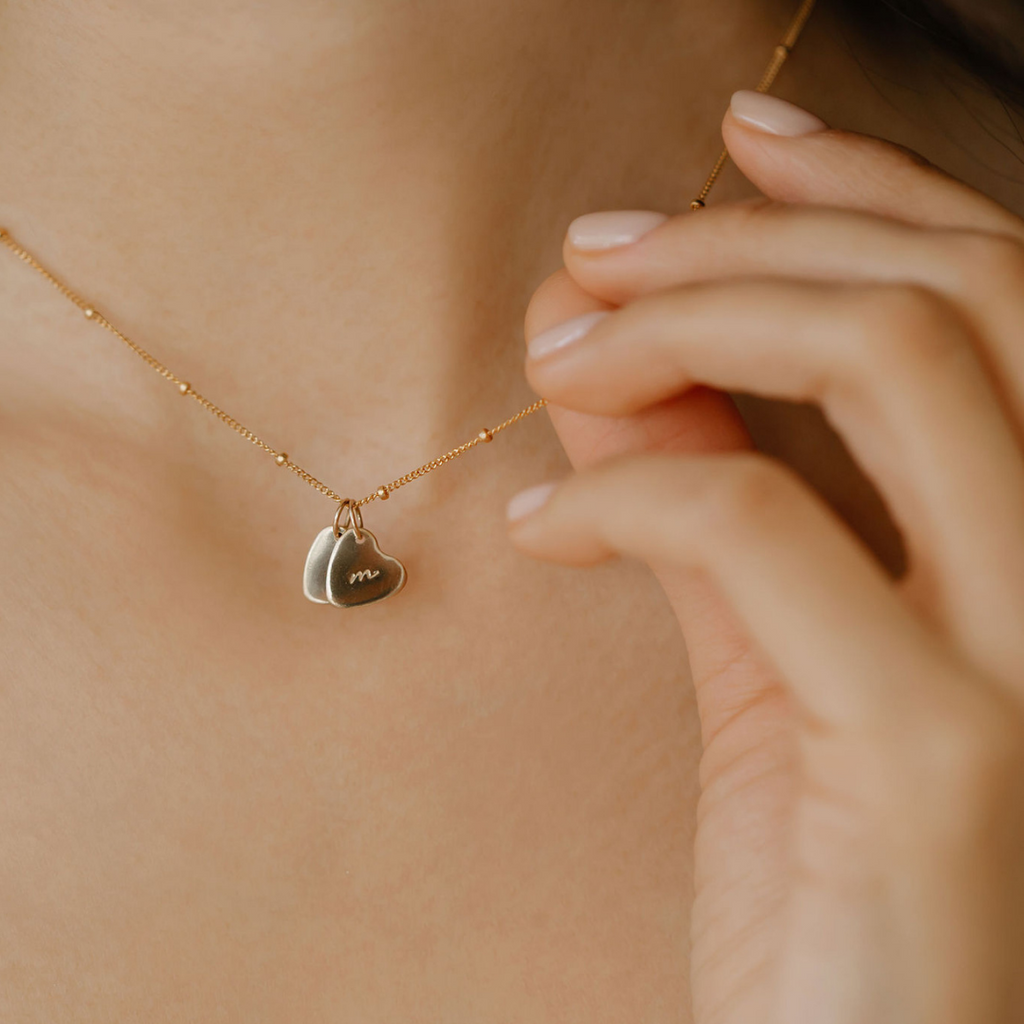hand stamped tiny heart necklace