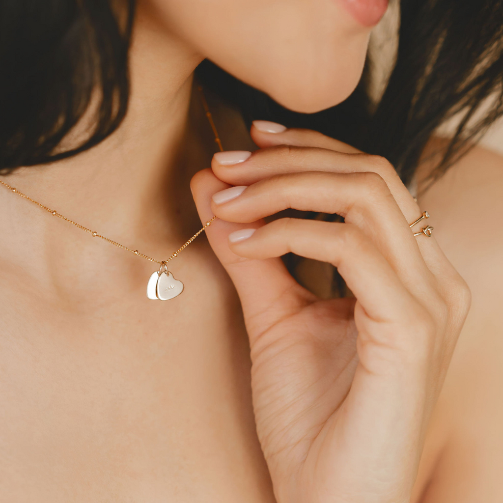 hand stamped tiny heart necklace