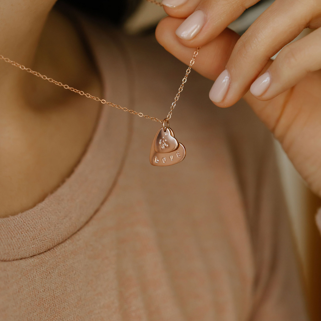 double heart zodiac necklace